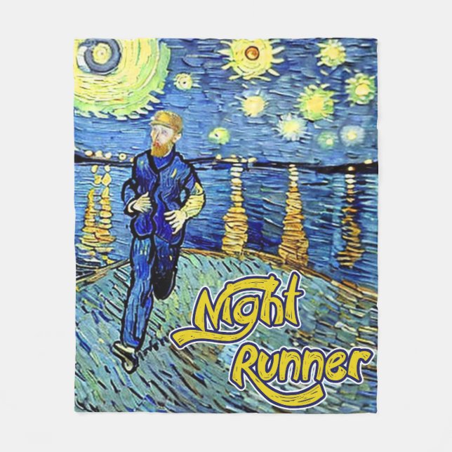 Night Runner Starry Night Fleece Blanket (Front)