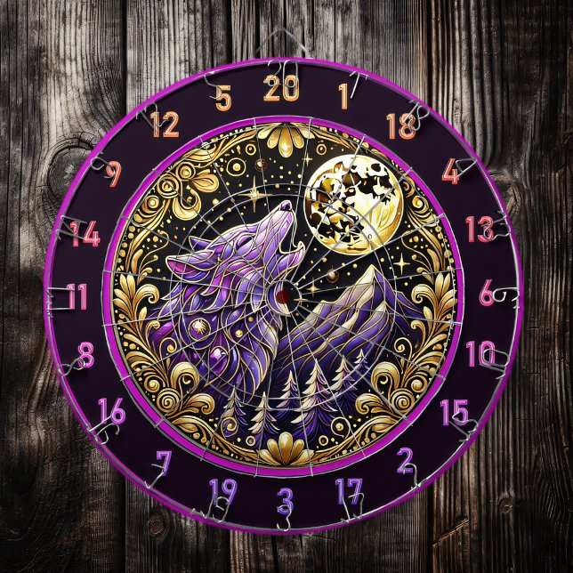 Night’s Majesty: Purple Wolf Stare Dartboard (Creator Uploaded)