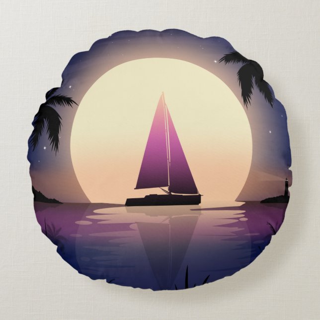 Night Sail Round Cushion (Front)