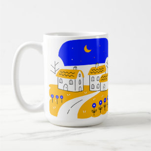Night Scene of a Small Village Landscape Coffee Mug