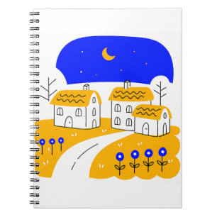 Night Scene of a Small Village Landscape Notebook