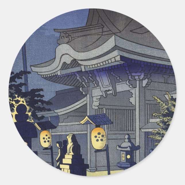 Night Scene of Kitano Shrine Asano Takeji Classic Round Sticker (Front)