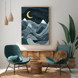 Night scene of mountains Abstract Poster