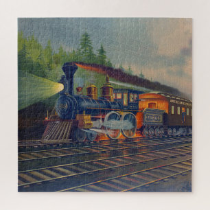 Night Scene on the New York Central Railroad Jigsaw Puzzle