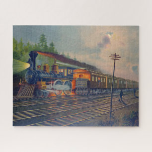 Night Scene on the New York Central Railroad Jigsaw Puzzle