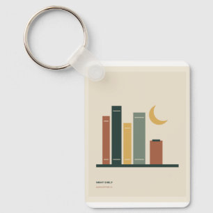Night Shelf Minimal Books and Crescent Moon Key Ring