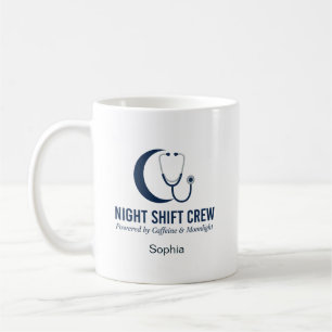 Night Shift Crew Nurse Stethoscope Moon Custom Coffee Mug