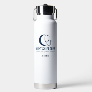 Night Shift Crew Nurse Stethoscope Moon Custom Water Bottle