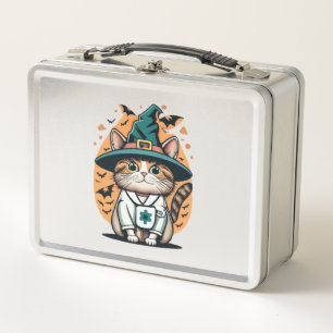 Night Shift Feline One Spooky Nurse Cat   Metal Lunch Box