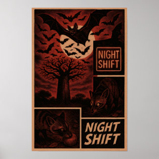 Night Shift in the Wild – Bats, Civets & Baobab Poster