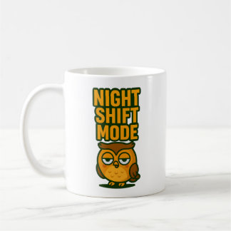 Night Shift Mode Sleepy Droopy Owl Cartoon Humour Coffee Mug