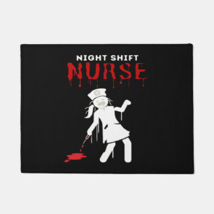 Night Shift Nurse Funny Halloween Classic T-Shirt Doormat