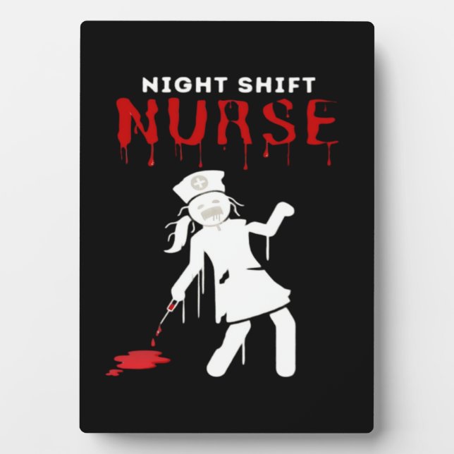 Night Shift Nurse Funny Halloween Classic T-Shirt Plaque (Front)