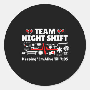 Night Shift Nurse Life Rn Lpn Cna Healthcare Heart Classic Round Sticker