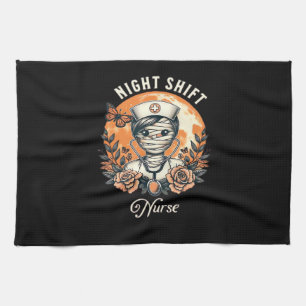 Night Shift Nurse Mummy Halloween Healthcare Flora Tea Towel