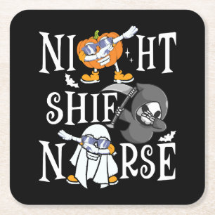 Night Shift Nurse Square Paper Coaster