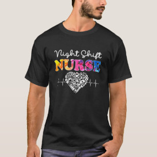 Night Shift Nurse Watercol Love Heart Stethoscope T-Shirt