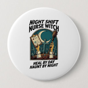 Night Shift Nurse Witch Retro Halloween Tee 10 Cm Round Badge