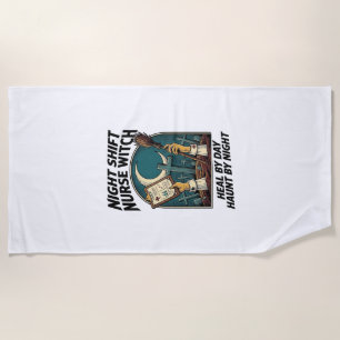 Night Shift Nurse Witch Retro Halloween Tee Beach Towel
