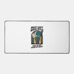 Night Shift Nurse Witch Retro Halloween Tee Desk Mat