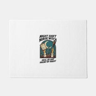 Night Shift Nurse Witch Retro Halloween Tee Doormat