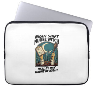Night Shift Nurse Witch Retro Halloween Tee Laptop Sleeve