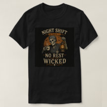 Night Shift October 31 Vintage Halloween Skeleton