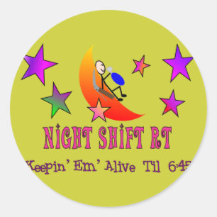 Night Shift RT MOON Stick Man Classic Round Sticker