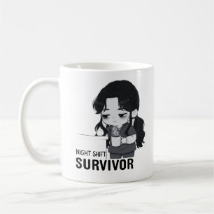 Night Shift Survivor Relatable Chibi Nurse Illustr Coffee Mug