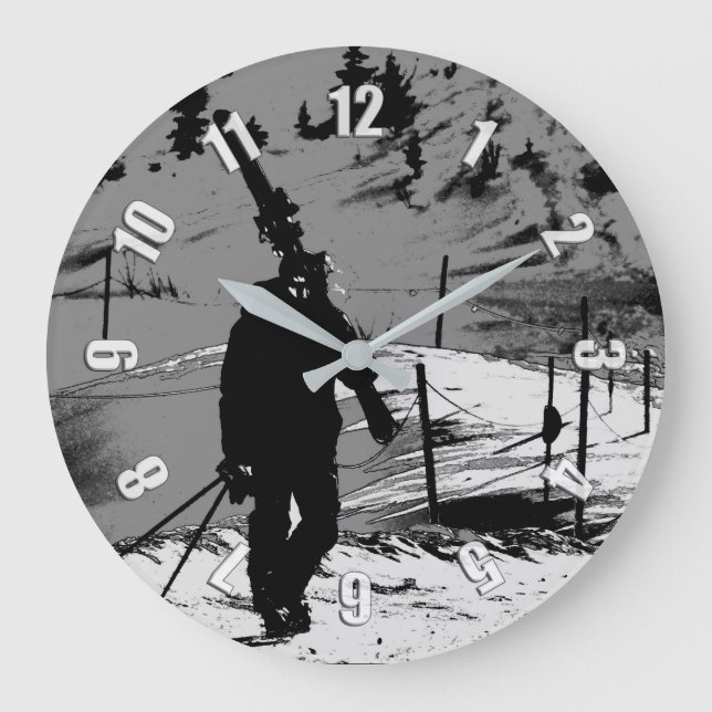 Night Skier  -  Downhill Skier Large Clock (Front)