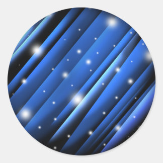 Night Sky - Abstract Blue Striped Pattern Classic Round Sticker