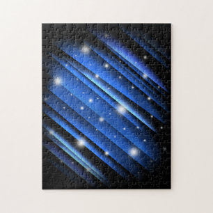Night Sky - Abstract Blue Striped Pattern Jigsaw Puzzle