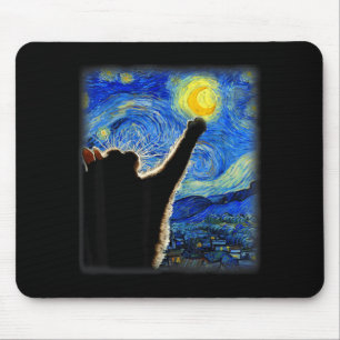 Night Sky Art Cat Starry Art Cat Cat Lover Cat Mum Mouse Pad