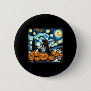 Night Sky Art Newfoundland Dog Halloween 6 Cm Round Badge
