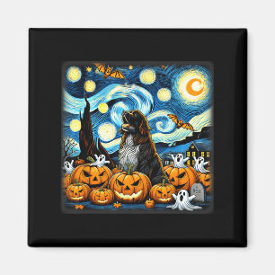 Night Sky Art Newfoundland Dog Halloween Magnet