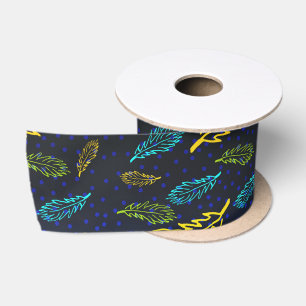 Night Sky Autumn Leaves Set 1 Satin Ribbon