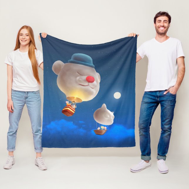 Night Sky Balloon Adventure Fleece Blanket (In Situ)