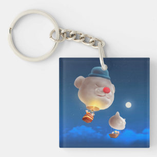 Night Sky Balloon Adventure Key Ring