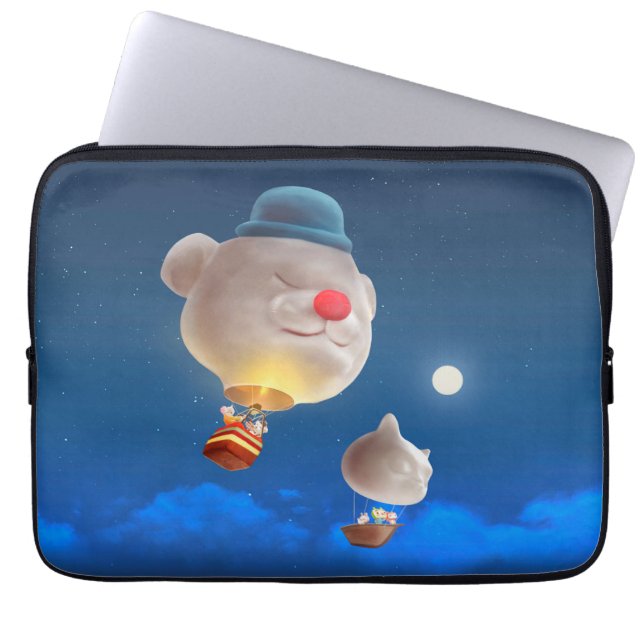 Night Sky Balloon Adventure Laptop Sleeve (Front)