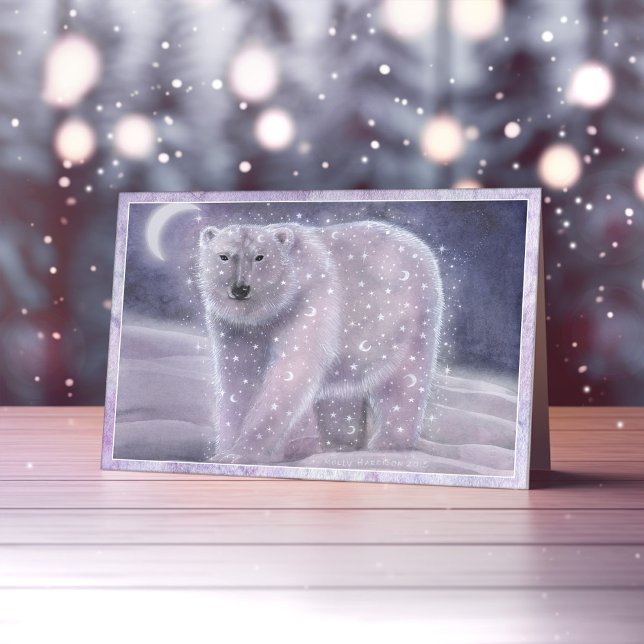 Night Sky Bear Magical Polar Bear Winter Card (Creator Uploaded)