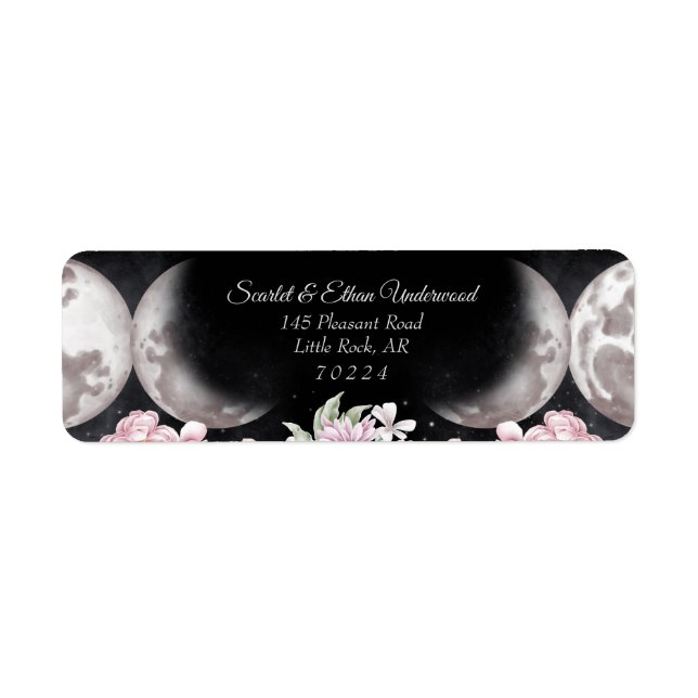 Night Sky Boho Triple Moon Return Address Label (Front)