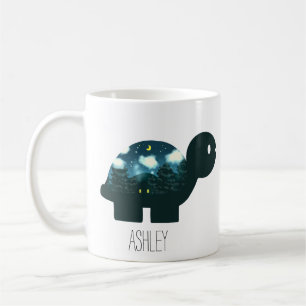 Night Sky Cabin In The Forest Turtle Coffee Mug
