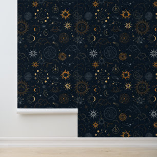Night Sky Celestial Pattern Wallpaper