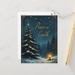 Night Sky Christmas Tree Peace on Earth Elegant  Postcard