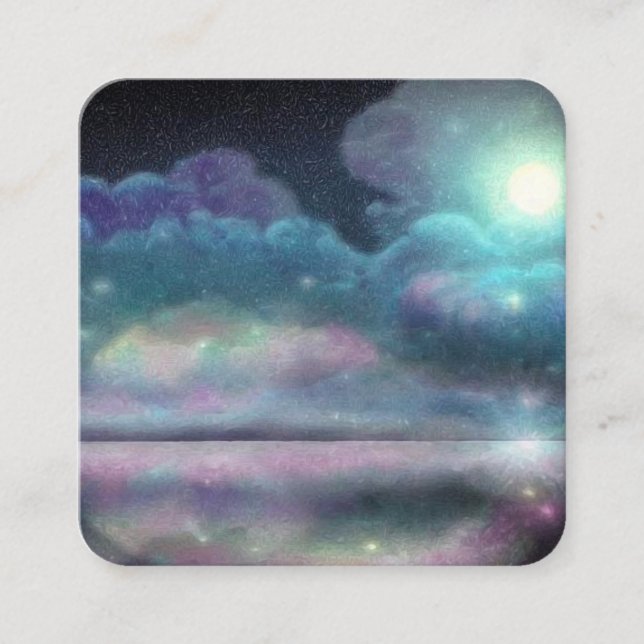 Night Sky Clouds Square Business Card (Front)
