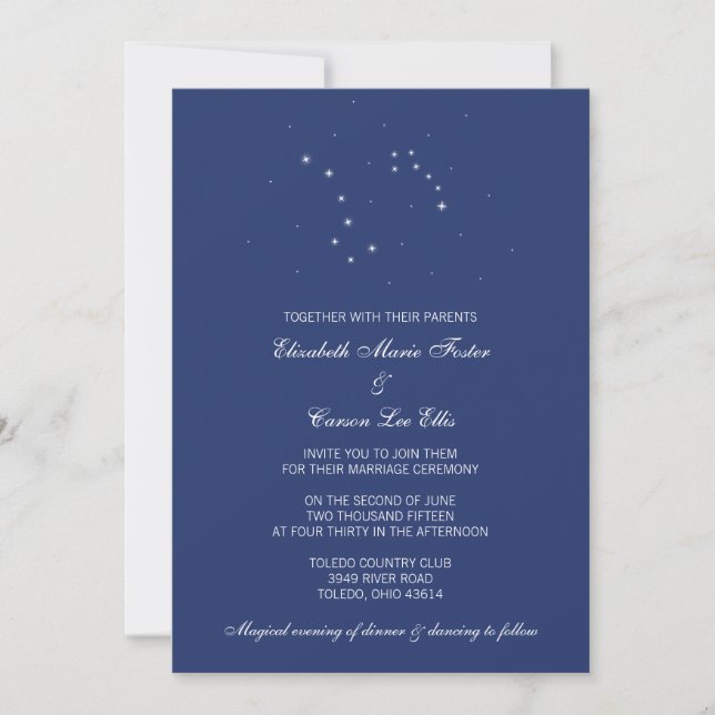 Night Sky Constellations Wedding Invitation (Front)