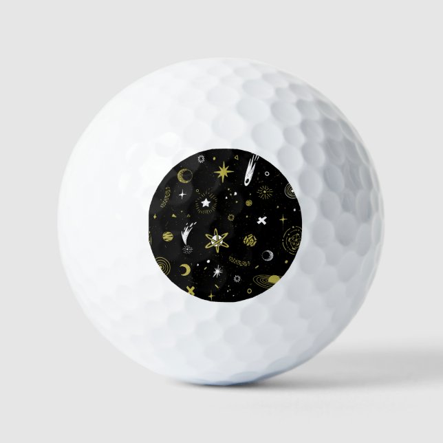 Night sky: cosmic seamless pattern. golf balls (Front)
