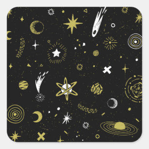 Night sky: cosmic seamless pattern. square sticker