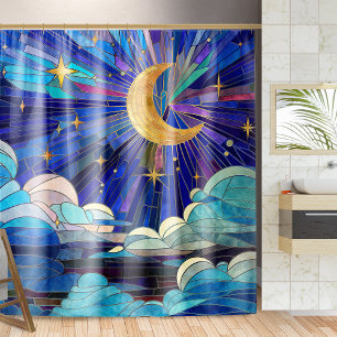 Night Sky - Digital Art Mosaic Shower Curtain