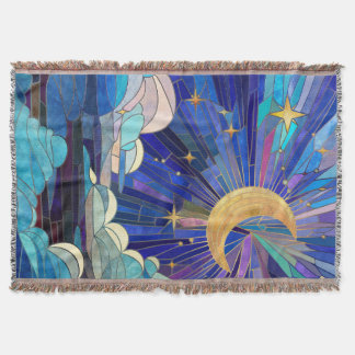Night Sky - Digital Art Mosaic Throw Blanket